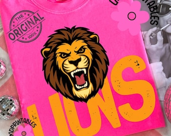 Lions PNG, High School Lions Football png, Lions Shirt png, Lion Football png, Mascot Lions shirt png, Lions school spirit png, LIONS file