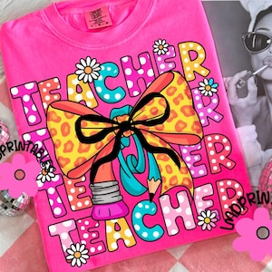 Enseignant png, chemise enseignant preppy png, enseignant vie png, sublimation de cadeau de remerciement pour enseignant, t-shirt coquette enseignant PNG, retour à l&#39;école png thumbnail