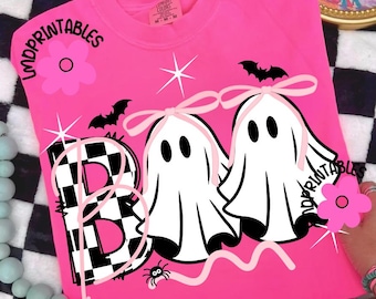 Boo PNG, Spooky Coquette PNG, Ghost PNG, Halloween Png, Fall Png, Preppy Png, Trendy Png, Halloween Bow Png, Faux Glitter Png, Girly Ghost