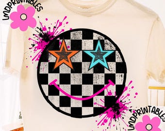 Smiley PNG, Checkered PNG, Trendy Png, Retro Smiley Png, Smile Face png, Smiley png, Summer Png, Girly png, preppy smiley sublimation design