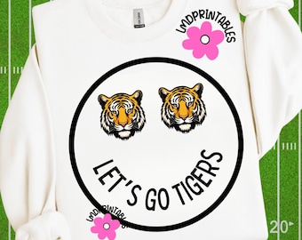 Tigers PNG, High School Tigers Football png, Tiger Smile Shirt png, Tiger Football png, Mascot Tigers shirt png, Tigers school spirit png