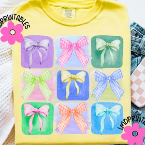 Coquette Bow PNG, Coquette Pastel Bow Collage Png, Coquette Aesthetic Png, Trendy Bows Png, Gingham Bows Sublimation, Bow Shirt Png, Preppy