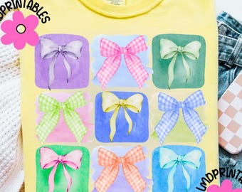 Coquette Bow PNG, Coquette Pastel Bow Collage Png, Coquette Aesthetic Png, Trendy Bows Png, Gingham Bows Sublimation, Bow Shirt Png, Preppy