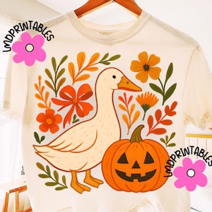 Halloween Goose png, goose halloween fall png, Halloween Silly Goose floral boho, Halloween Goose Sublimation Design, fun fall halloween png