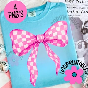 Checkered Coquette Bows PNG, Checkered Bow Bundle Png, Retro Watercolor Bow Png, Summer Png, Fall Png, Winter Png, Coquette Sublimation png