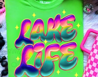 Lake Life Beach Life PNG Summer PNG Neon Trendy Summer Shirt Design Distressed Beach PNG Lake Pool River Png Lake Shirt Design