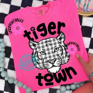 Tigers PNG Bundle, Gingham Tiger Town Mascot png, Tiger Football Shirt png, Tiger Spirit png, Mascot Tigers shirt png, Tigers school spirit