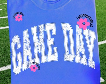Gameday PNG, Retro Football png, Football Mom png, Football Shirt Png, White Distressed GameDay shirt sublimation, Game Day Digital Download