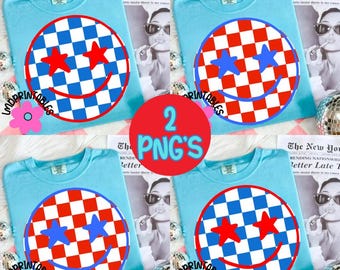 4 juli PNG Smiley Face png Fjärde juli-tröjadesigner Amerikansk PNG Digital Happy USA Retro png Tröjadesign Stjärnor 4 juli Smiley