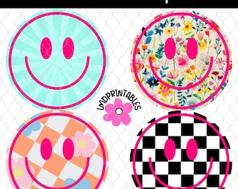 Smiley PNG Bundle, Floral Smile Png, Trendy Png Daisy Smiley Png, Checkered png, Ditsy Flowers Smiley Face PNG Retro Smiley PNG Smiley Shirt