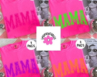 Distressed Mama png, Preppy Mama png, Varsity mama png, trendy mama shirt bundle, mama shirts png Mama Tee png neon mama png Neon Summer png