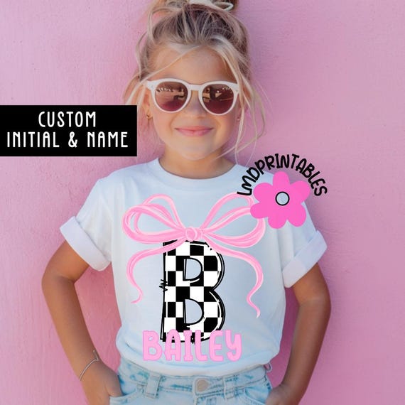 Kids Custom Name PNG, Preppy Coquette Bow Sublimation, Girl Name Shirt Design, Personalized Toddler Summer, Cute Name Clipart for Children