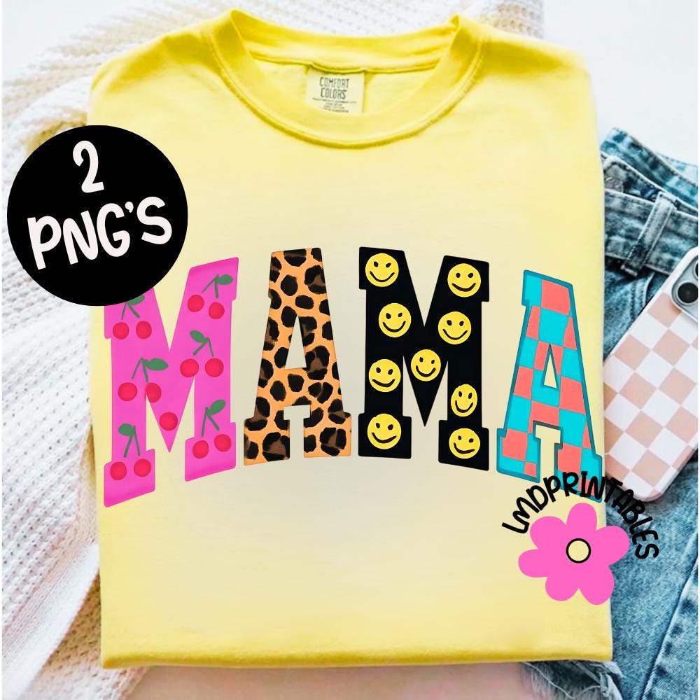 MAMA png, Leopard Print Mama Png, Checkered Smiley Mama, Colorful Mom Digital File, Summer Mama Shirt Png, Trendy Mama Sublimation, Mom png