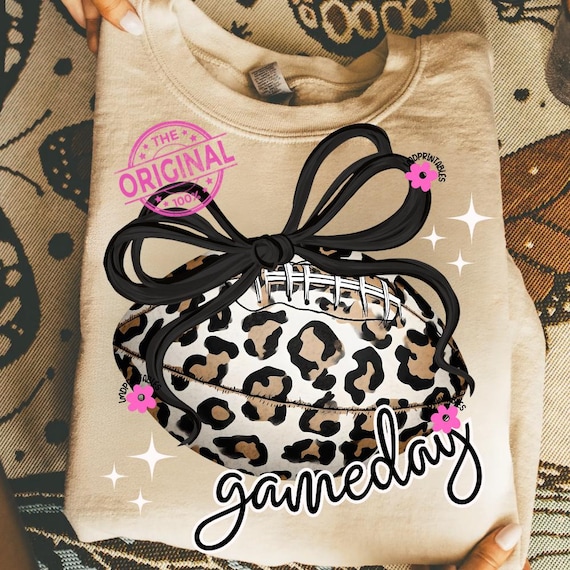 Coquette Football Png, Leopard Football PNG, Fall Football Shirt Png, Football Bow Shirt Png, Football Mom Png, Game Day Sublimation, Preppy