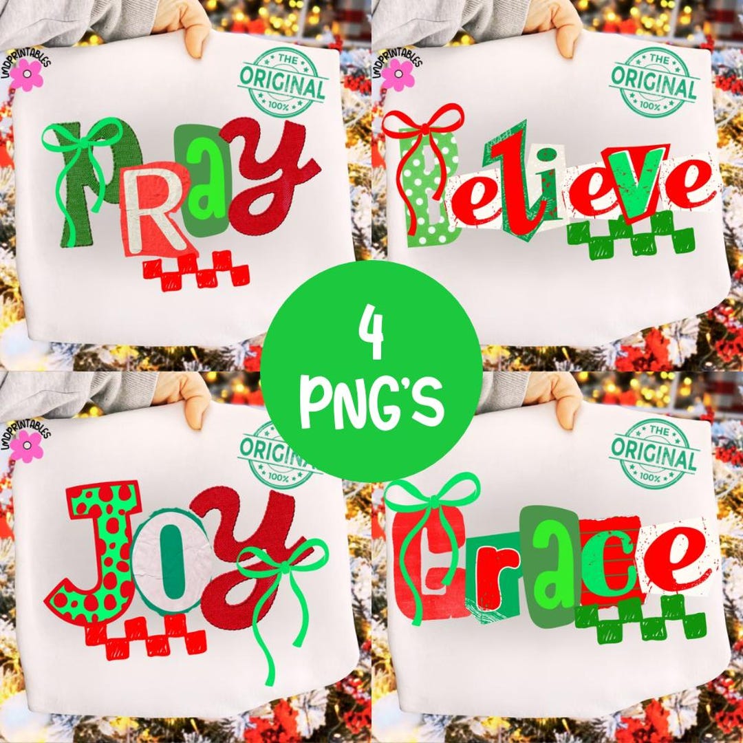 Preppy Bible Christmas Bundle Png, Grace Joy Pray Believe Designs ...