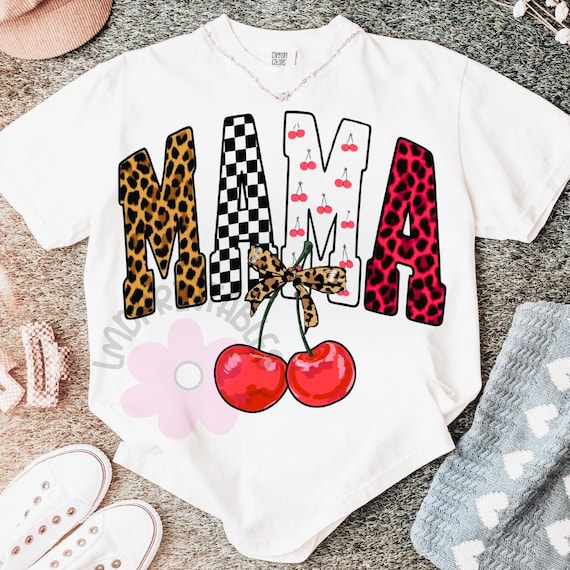 MAMA png, Mama Coquette Cherry Png, Preppy Mama Digital File, Varsity Font Mama Shirt Png Mama Sublimation Mama png digital file Leopard png