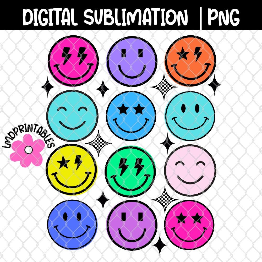 Neon Summer Smiley Face Png, Sunshine Smiley Png, Summer PNG Neon