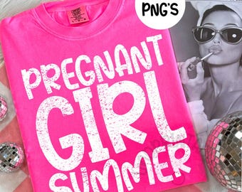 Pregnant Girl Summer Shirt PNG, Pregnancy Announcement T-shirt, Pregnant Shirt Svg, Pregnancy Reveal, Baby Shower Gift, New Mom, Mom Shirt