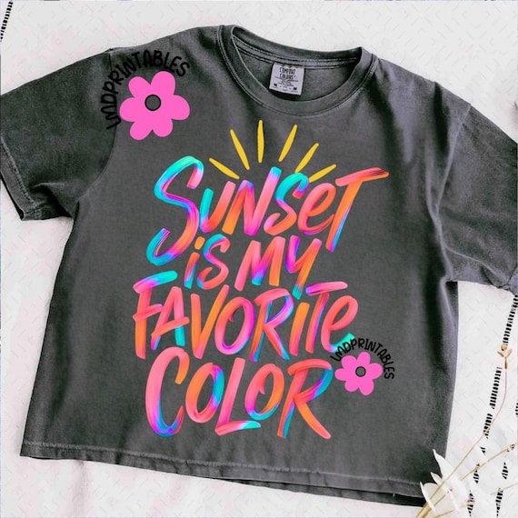 Sunset Png, Sunset is my Favorite Color Png, Sunset Lover png,  Brushstroke Sunset shirt design png Beach Png Vacation shirt Sublimation