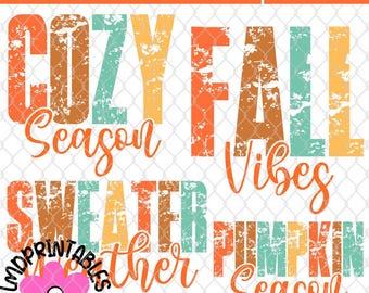 Fall Vibes Bundle, Fall PNG, Fall Nights Png Pumpkin png, Cozy Season png Sweater Weather png Fall Lovers png design, Fall Shirt Sublimation