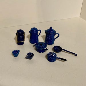 Miniature Vintage Blue Speckled Graniteware