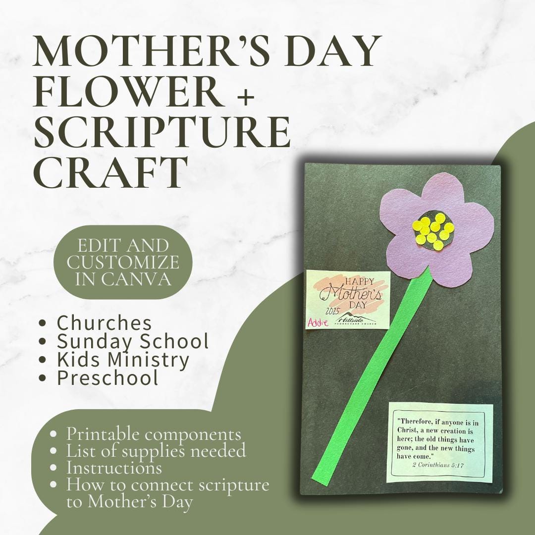 Mother's Day Flower Craft With Scripture – Canva Template (digital ...