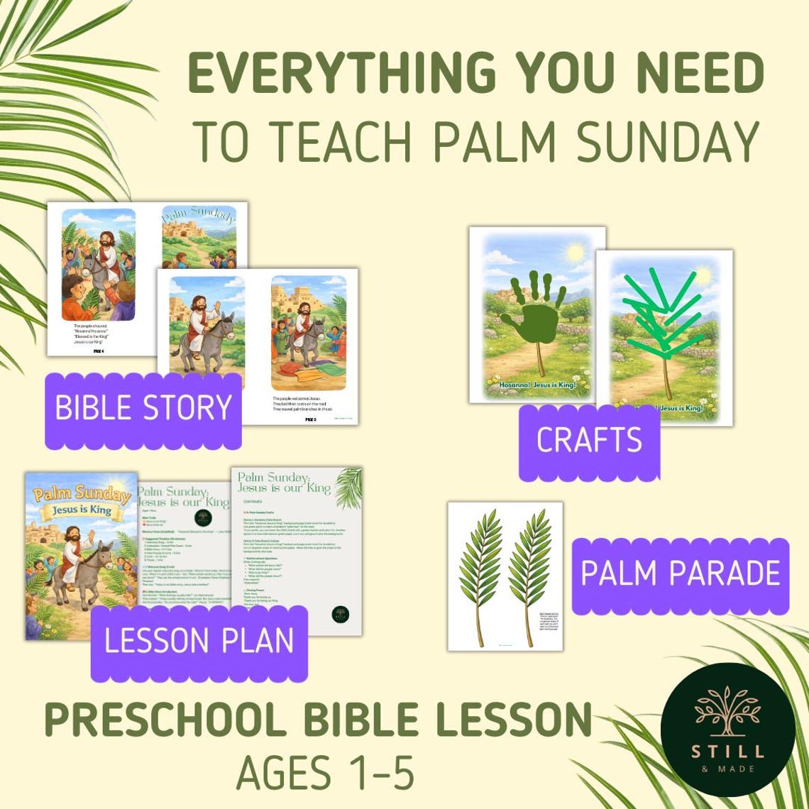 Palm Sunday Lesson for Preschool | Jesus is King Bible Story & Craft ...