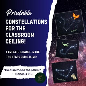 Printable Constellation Cards for Classroom | Laminate & Hang Ceiling Stars