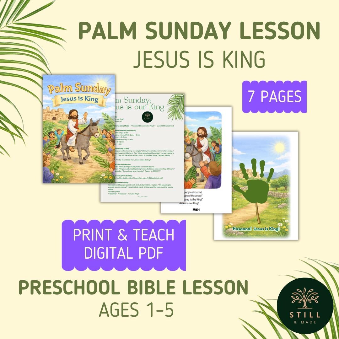 Palm Sunday Lesson for Preschool | Jesus is King Bible Story & Craft ...