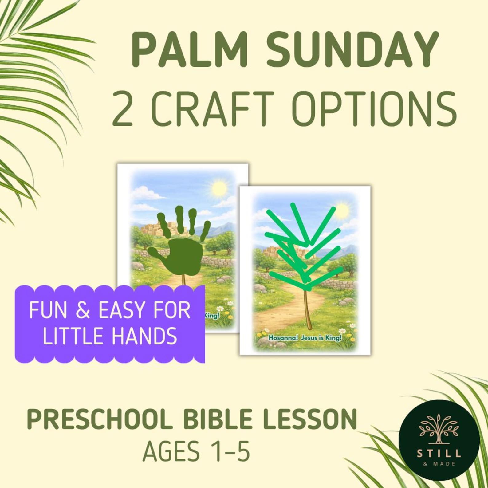 Palm Sunday Lesson for Preschool | Jesus is King Bible Story & Craft ...