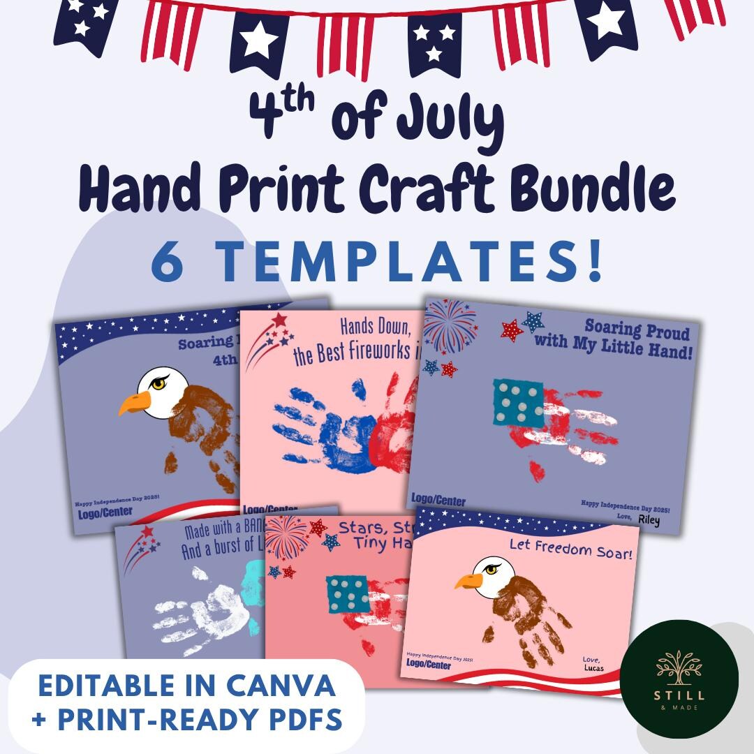 4th of July Handprint Craft Templates – Patriotic Kids Art (PDF) - Etsy
