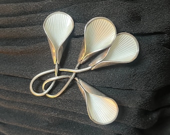 J. Tostrup Four Stemmed Sterling Floral Brooch from Norway