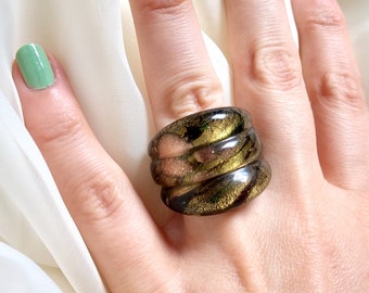 Italian Blown Glass Copper and Gold Ring