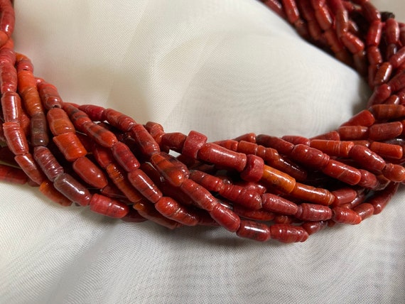 1930's Indian Coral Glass 12 Strand Necklace - image 5