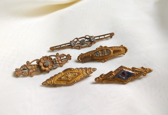 Victorian Bar Brooches Group of Five View 6