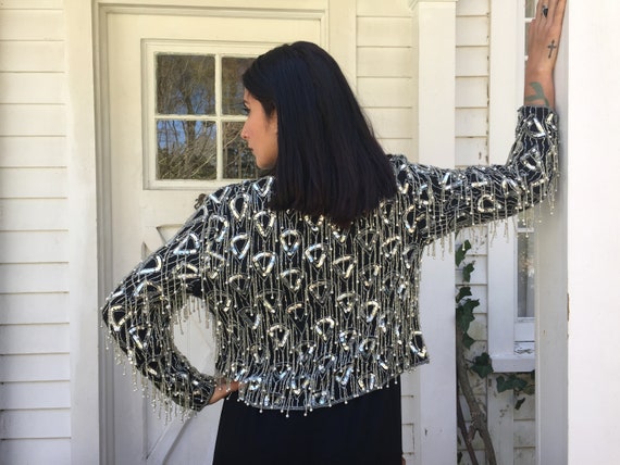 Adorned Beaded Silk Jacket from the Studio 54 Era