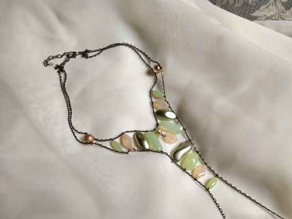 Green Beaded Statement Necklace - image 6