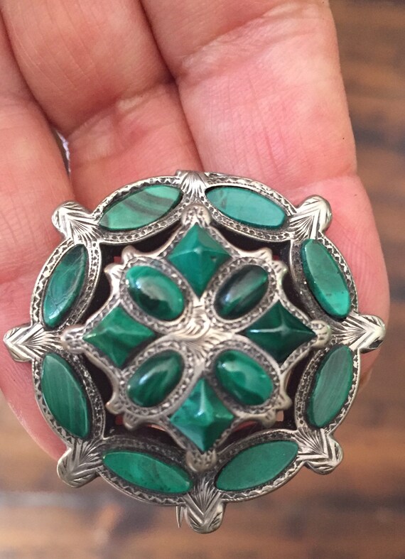 Antique Victorian C. 1890 Malachite and Sterling … - image 7