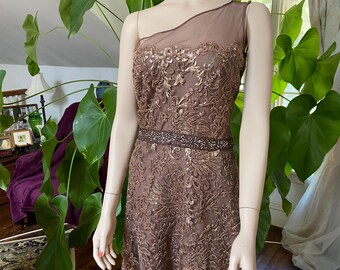 One Shoulder Embellished Cocktail Dress - Sexy and Sophisticated