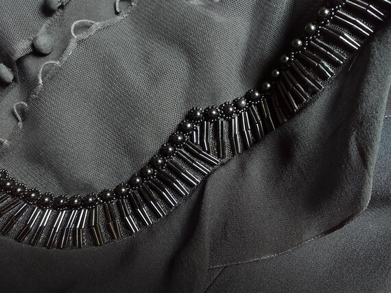 Angel Sanchez Black Silk Beaded Dress - image 9