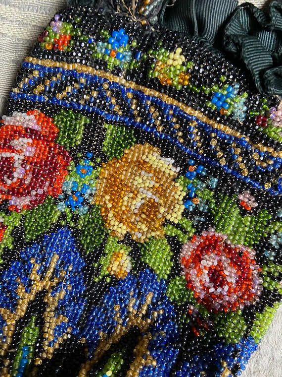 1920’s Beaded Wristlet with Colorful Floral Designs