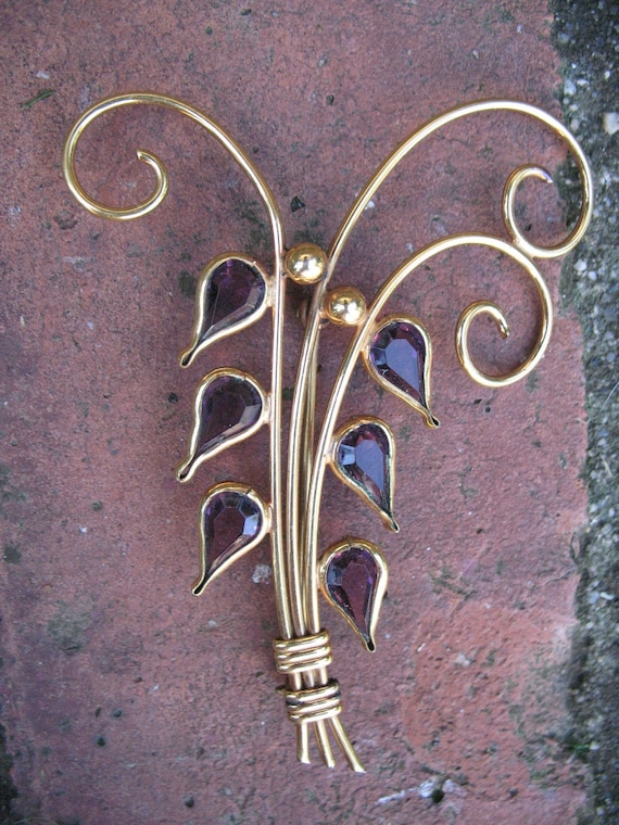 Amethyst Crystals Gold Plated Lily of the Valley … - image 3