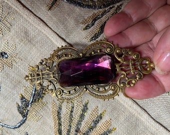 Victorian Style Czech Brooch with Large Central Stone