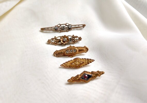 Victorian Bar Brooches Group of Five View 3