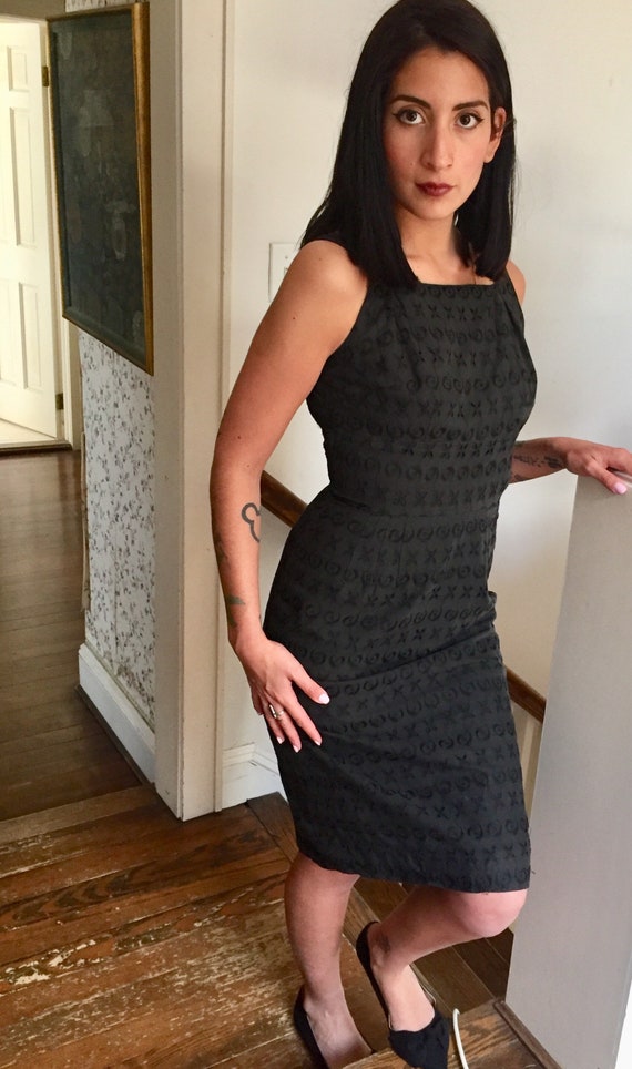 Black Cotton Sleeveless Eyelet Dress