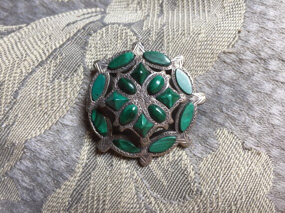 Antique Victorian C. 1890 Malachite and Sterling … - image 2
