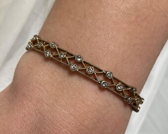 Silver Vermeil "Fence" Bracelet with Crystals Galore