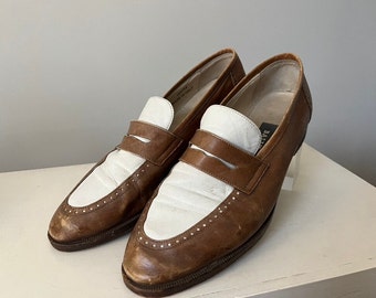 Vintage Bally Isotta Brown and White Leather Loafers