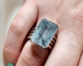 Rutilated Quartz and Sterling Silver Statement Ring