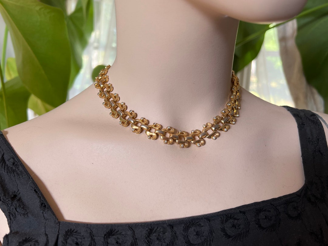 Mazer Bros 40's Vintage Gold Plated Crystal Choker